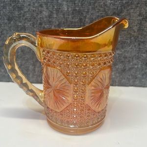 Vintage Imperial Glass Marigold Carnival Glass 6" Pitcher Star Medallion Pattern